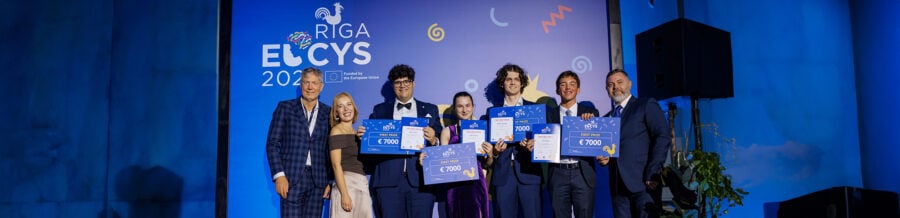 l to r: Dani Zuhair (Sweden), Anna Černá (Czechia), Antoni Łuczak (Poland) and Evan Budz (Canada) won the four first prizes at EUCYS 2025. © European Commission 2025