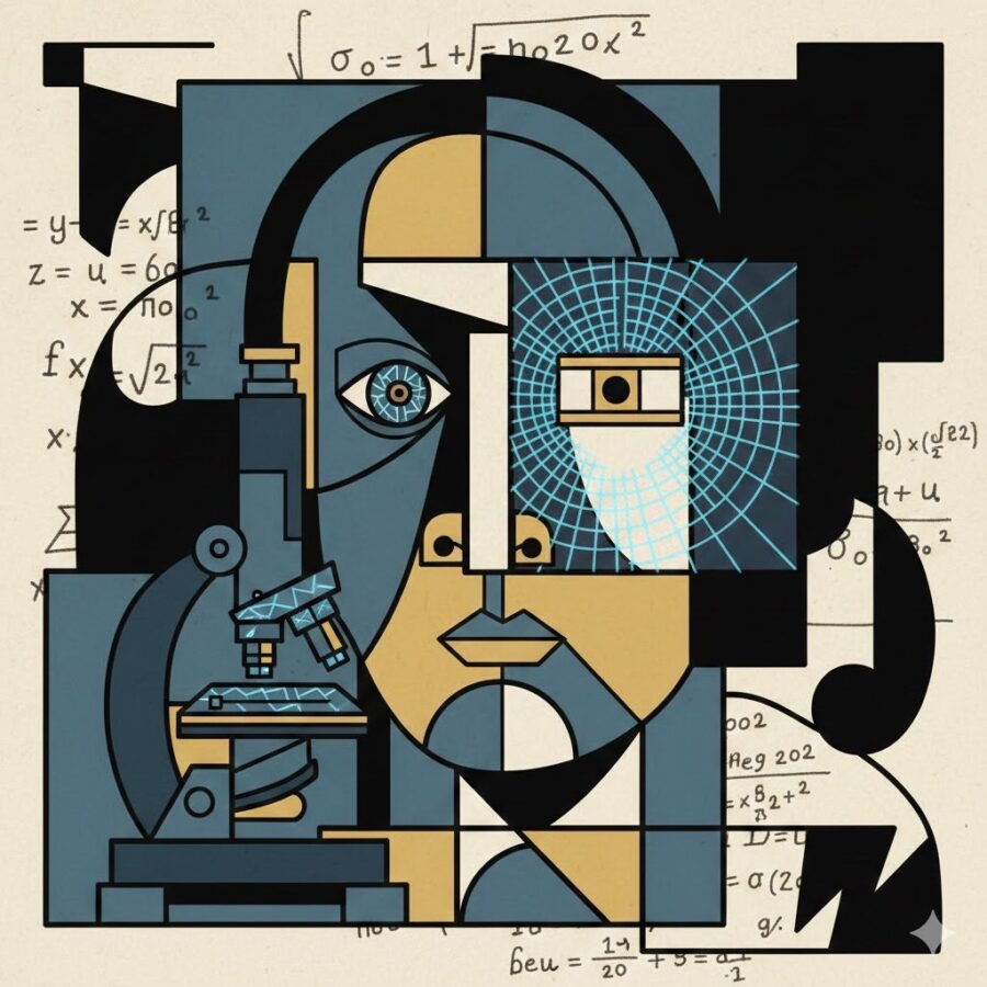 picasso style abstract science illustration