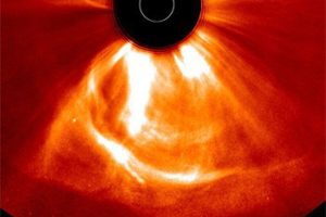 This image captured on July 23, 2012, at 12:24 a.m. EDT, shows a coronal mass ejection that left the sun at the unusually fast speeds of over 1,800 miles per second. Image Credit: NASA/STEREO