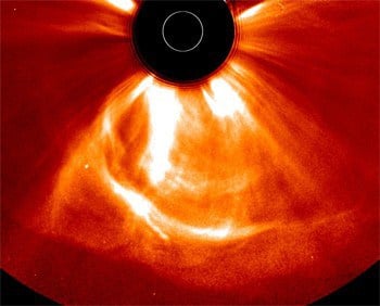 This image captured on July 23, 2012, at 12:24 a.m. EDT, shows a coronal mass ejection that left the sun at the unusually fast speeds of over 1,800 miles per second. Image Credit: NASA/STEREO