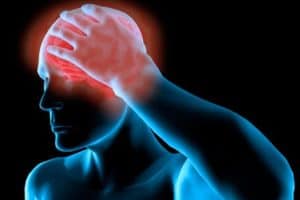 Illustration of man with hand on head indicating brain trauma