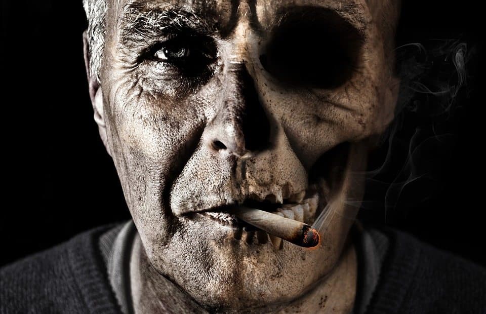 Scary face of a smoker