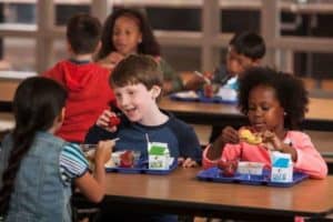 Children eating breakfast