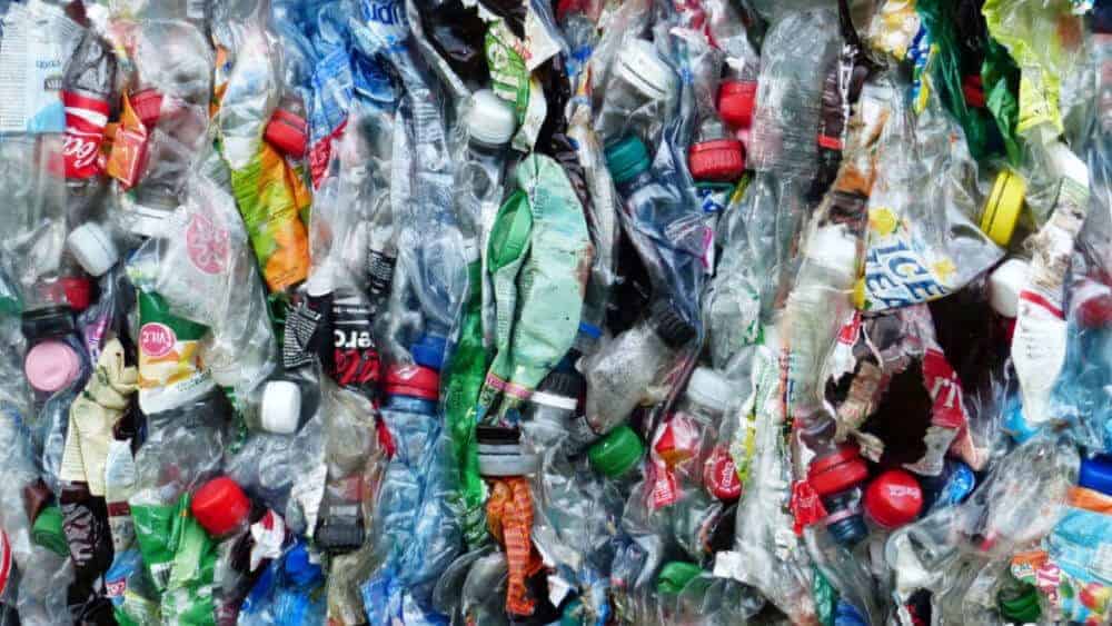 crushed plastic bottles