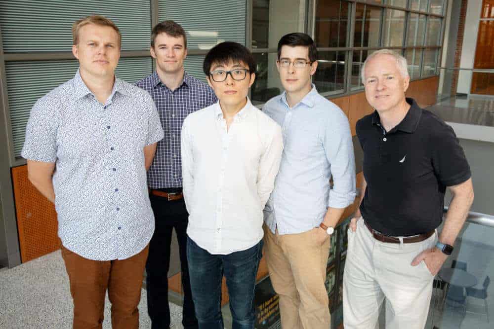 From left: Taylor Canady, postdoctoral scholar; Andrew Smith, professor of bioengineering; Nantao Li, graduate student; Lucas Smith, postdoctoral scholar; and B
