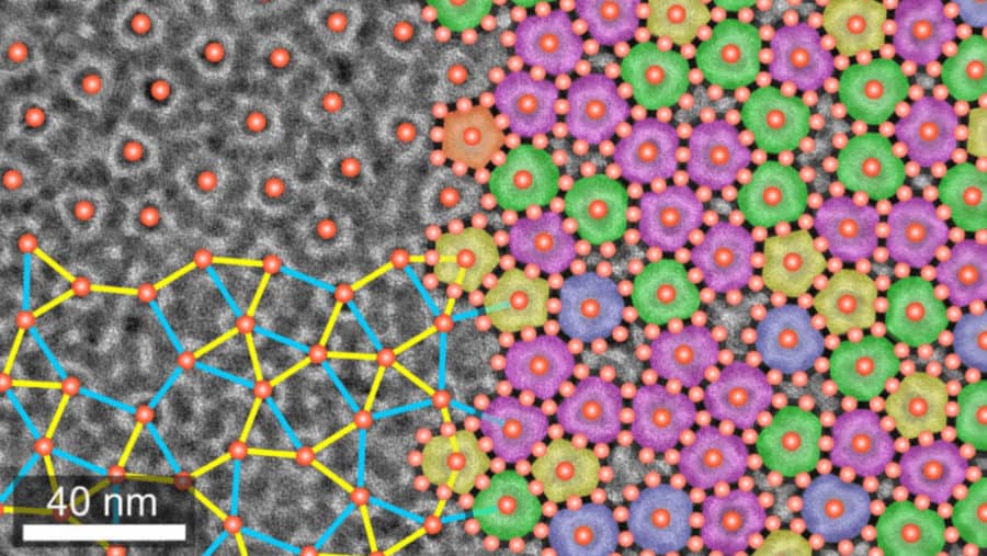 Quasicrystal lattice: Researchers have shown that special nanoparticle building blocks can assemble themselves into a quasicrystalline lattice, an ordered structure with no discernible repeating pattern and exotic symmetries. Chen Lab / Brown University