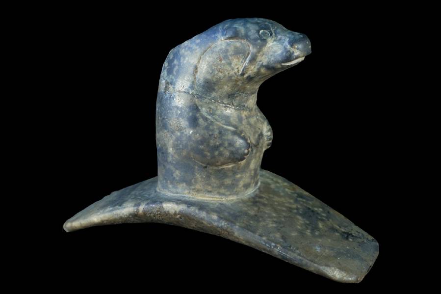 An otter effigy pipe from White County, Illinois. Photo by Kenneth Farnsworth