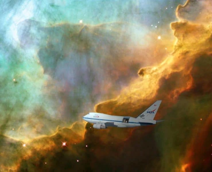 A team led by UMD astronomers created the first clear image of an expanding bubble of stellar gas where stars are born using data from NASA's SOFIA telescope on board a heavily modified 747 jet as seen here in this artist's rendering.