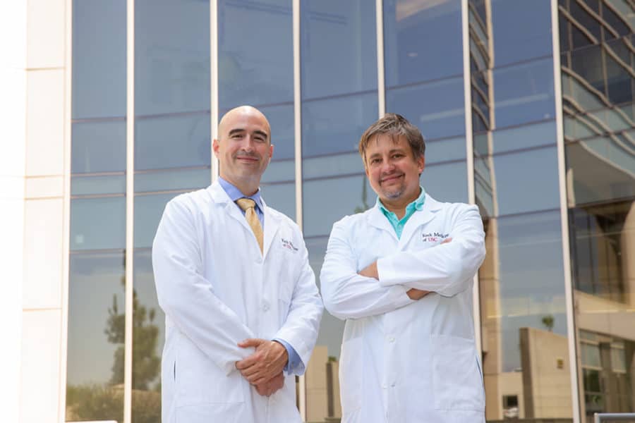 Frank Petrigliano, MD, (left) and Denis Evseenko, MD, PhD (Photo by Ricardo Carrasco III)
