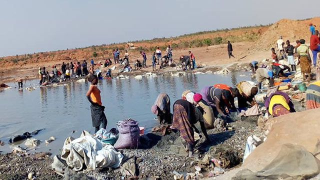 Miners at a cobalt cleaning site in the Democratic Republic of the Congo.