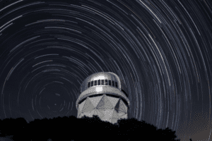 Star trails over the Nicholas U. Mayall 4-meter Telescope on Kitt Peak National Observatory near Tucson, Arizona. Image Credit: KPNO/NOIRLab/NSF/AURA/P. Marenfeld