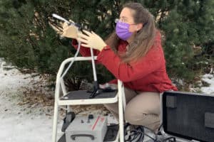 Assistant Professor Elizabeth Clare of York University's Faculty of Science uses sensitive filters attached to vacuum pumps to collect more than 70 air samples