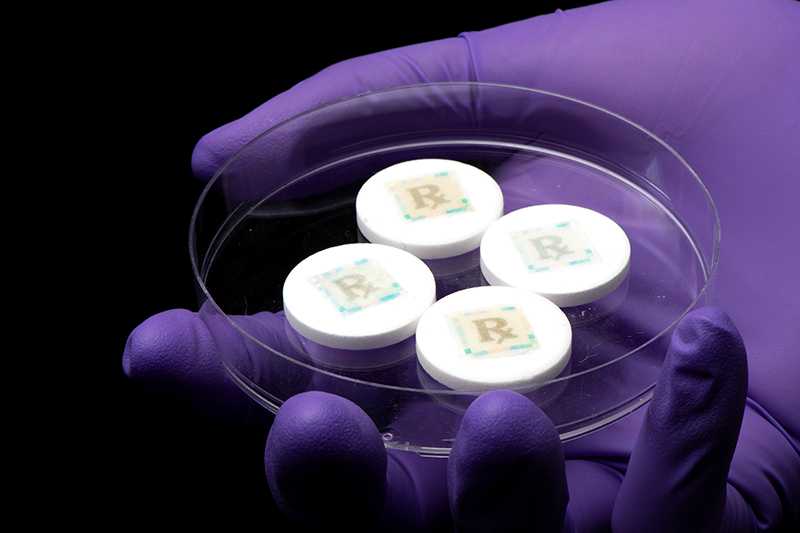 With the rise in the number of fake medications, the U.S. Food and Drug Administration is requiring by 2023 that medications have unit-level traceability through the Drug Supply Chain Security Act. Purdue University biomedical engineers have developed new cyberphysical watermarks that allow people to check the medication’s authenticity with a smartphone. (Purdue University photo/John Underwood)