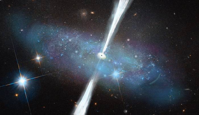 The newly discovered massive black holes reside in dwarf galaxies, where their radiation competes with the light of abundant young stars.