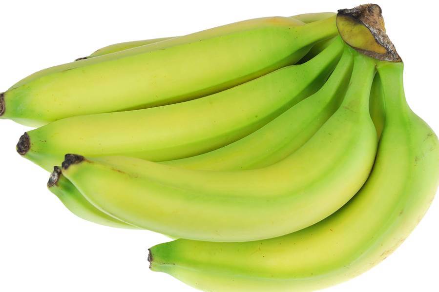 Green bananas.