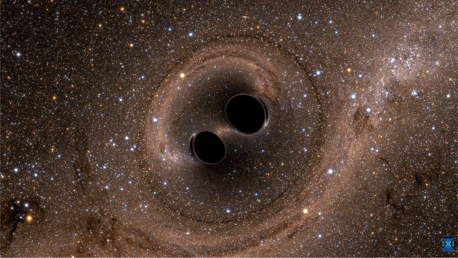 In a new study, two University of Chicago astrophysicists laid out a method for how to use pairs of colliding black holes (shown as an artist’s rendition above) to measure how fast our universe is expanding. Illustration credit: Simulating eXtreme Spacetimes (SXS) Project