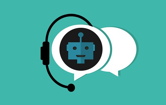 An illustration of a smiling robot wearing a headset