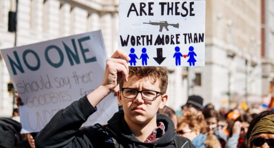 Protester holding a sign