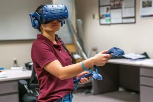 Renee Abbott and Ana Diaz Artiles are looking into multisensory virtual reality technology as a tool to support the behavioral health of astronauts on long-duration missions. Texas A&M Engineering