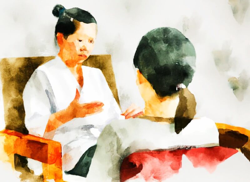 Illustration of a therapist and patient