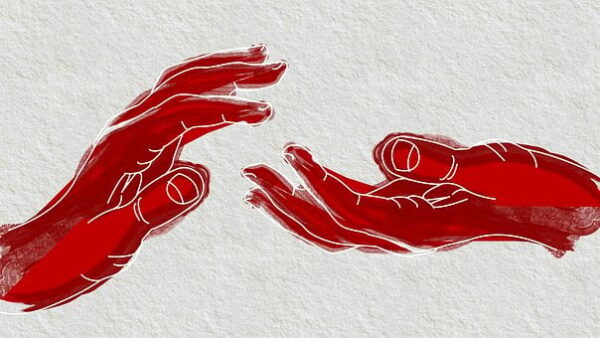 Illustration of two red hands