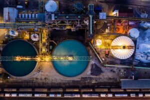 Chemical plant drone view Credit: yorkfoto via Getty Images