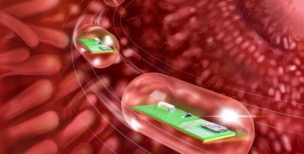 Smart pill inside a body