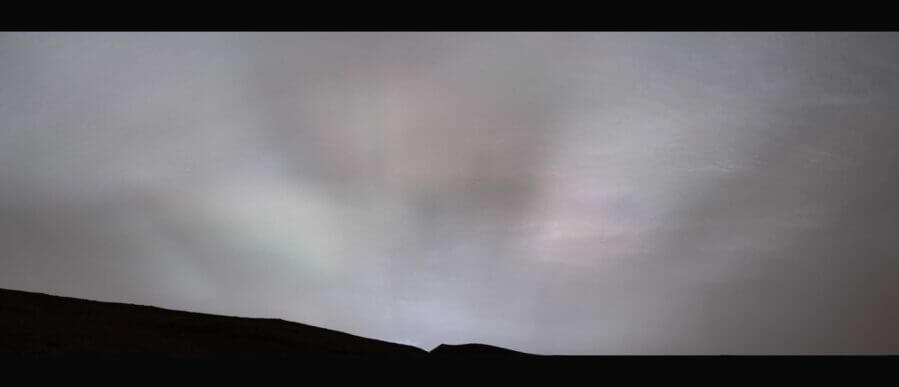 NASA’s Curiosity Mars rover captured these “sun rays” shining through clouds at sunset on Feb. 2, 2023, the 3,730th Martian day, or sol, of the mission. It was the first time that sun rays, also known as crepuscular rays, have been viewed so clearly on Mars. Credit: NASA/JPL-Caltech/MSSS