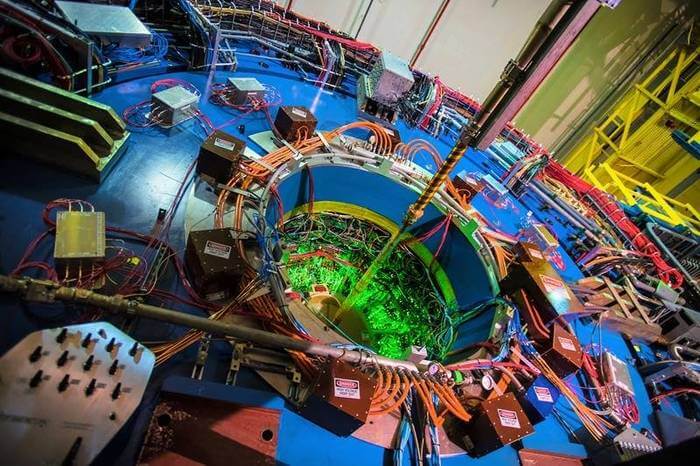 The house-size Solenoidal Tracker at RHIC (STAR) detector at the Relativistic Heavy Ion Collider (RHIC) acts like a giant 3D digital camera to track particles emerging from particle collisions at the center of the detector.