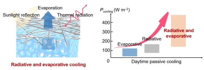 Scientists from Tsinghua University develop an integrated radiative and evaporation cooling technology by using an evaporative hydrogel and permeable radiative cooling layer to achieve cooling.