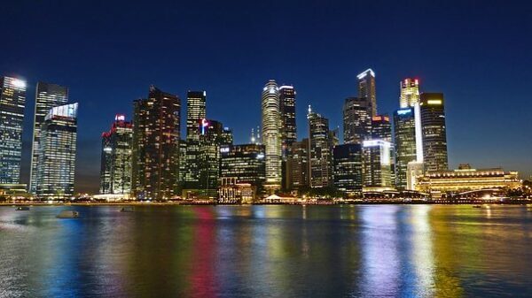 Singapore skyline at night