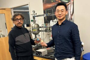 Main image: Prof. Arup SenGupta and Hao Chen '23 PhD;