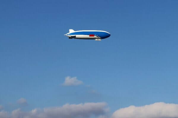 A zeppelin or blimp