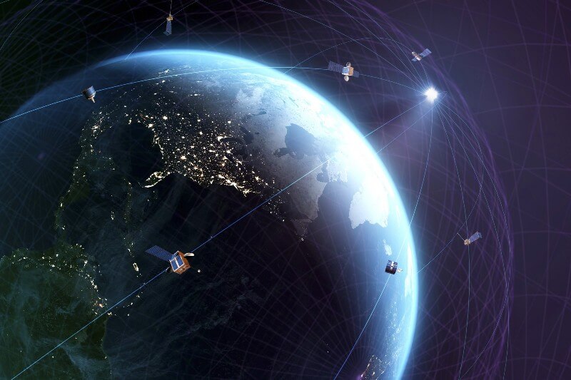 A representation of the global satellite network, which researchers have used to create an algorithm that listens in to satellite signals. Photo: Getty Images