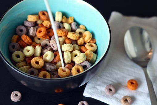 A bowl of fruit cereal