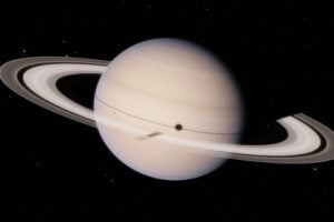 The panet Saturn with its trademark rings