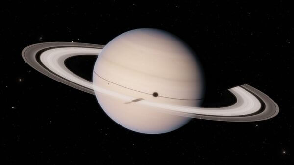 The panet Saturn with its trademark rings