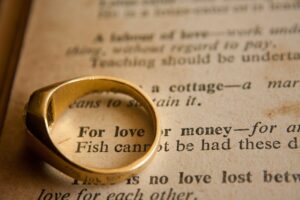 Wedding ring on Bible verse