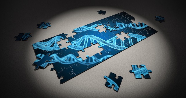 DNA puzzle pieces illustration