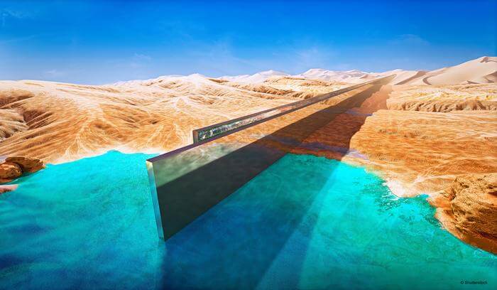 This is what The Line, Saudi Arabia's superlative construction project, is supposed to look like.