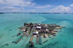 Coral reef islands are losing the battle with sea-level rise, as exemplified by Beneamina, Solomon Islands, in the Pacific Ocean. Photo by Simon Albert.