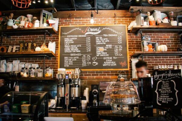 Cafe menu on the wall.