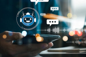 AI Chatbot intelligent digital customer service application concept, computer mobile application uses artificial intelligence chatbots automatically respond online messages to help customers instantly