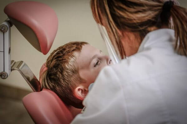 Boy in dentist chair