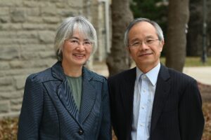 In 2015, Drs. Xiao Zhen Zhou (left) and Kun Ping Lu discovered the association between cis P-tau and Alzheimer’s, traumatic brain injuries and stroke. The new study is the first to identify the toxic protein outside the brain in the placenta and the blood of preeclampsia patients. (Schulich School of Medicine & Dentistry photo)
