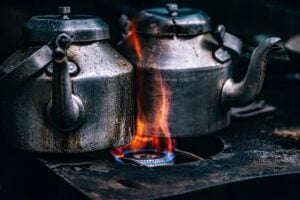 teapots on a stove. pixabay