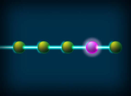 While errors are normally hard to spot in quantum devices, researchers have shown that, with careful control, some errors can cause atoms to glow. Researchers used this capability to execute a quantum simulation using an array of atoms and a laser beam, as shown in this artist's concept. The experiment showed that they could discard the glowing, erroneous atoms and make the quantum simulation run more efficiently.