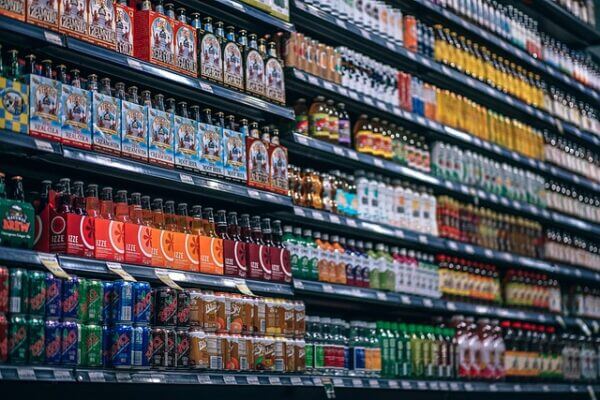 Beverages on shelf