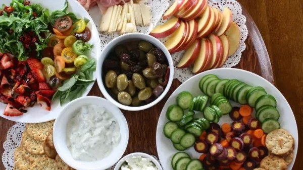 Plates of healthy food