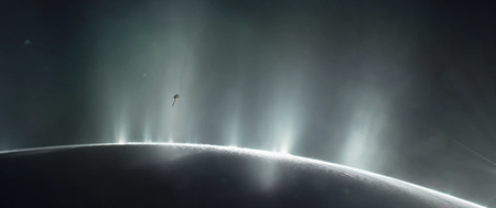 Dramatic plumes spray water ice and vapor from many locations along the famed "tiger stripes" near the south pole of Saturn's moon Enceladus. The tiger stripes are four prominent, approximately 84-mile- (135-kilometer-) long fractures that cross the moon's south polar terrain. Credit: NASA/JPL-Caltech/Space Science Institute